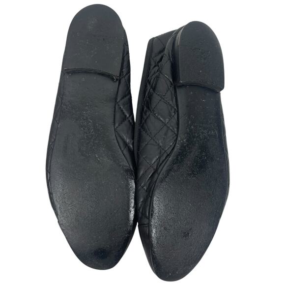 Chanel Cap Toe CC Logo Bow Quilted Leather Ballet Flats Black Size 40 - Picture 8 of 12
